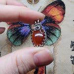 Bold Red Orange Carnelian Agate Pendant in Sterling Silver