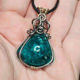 Bagdad Gem Chrysocolla Pendant – All Natural Stone Sterling Silver + Gold Fill