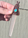 Aurora Opal Copper Wand Wire Wrap Pendant – Large 5" Quartz Crystal for Ritual, Healing or Display