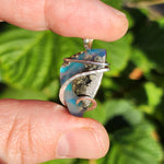 Teal Blue Marcasite Agate with Aurora Opal – Sterling Silver Pendant