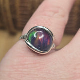 Aurora Opal Ring sz 8.5 – Lab-Grown Doublet in Sterling Silver