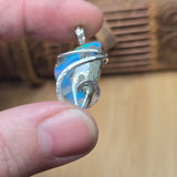Teal Blue Marcasite Agate with Aurora Opal – Sterling Silver Pendant