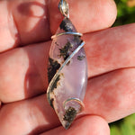 Lavender Moss Agate Pendant – Black Inclusions in Sterling Silver