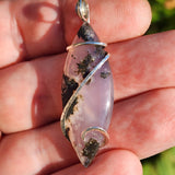 Lavender Moss Agate Pendant – Black Inclusions in Sterling Silver