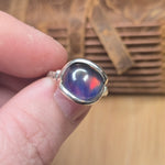 Aurora Opal Ring sz 8.5 – Lab-Grown Doublet in Sterling Silver