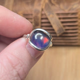 Aurora Opal Ring sz 8.5 – Lab-Grown Doublet in Sterling Silver