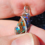 Boulder Opal Pendant - Sterling Silver Lightning Flash Ironstone Matrix