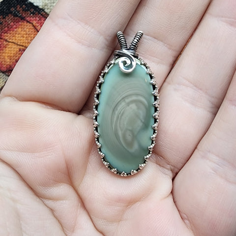 Elegant Pastel Royal Imperial Jasper Pendant in Sterling Silver