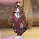 Red Moss Agate Pendant Copper Wrapped - One-of-a-Kind
