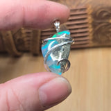 Teal Blue Marcasite Agate with Aurora Opal – Sterling Silver Pendant