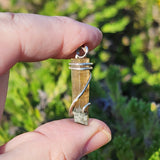 Raw Watermelon Tourmaline Crystal Pendant in Sterling Silver