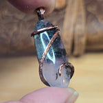 Purple Agate Pendant with Metallic Green Moss – Hammered Copper Necklace