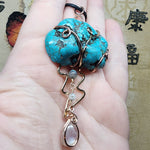 "Oregon Coast Rain" Cloud Mountain Turquoise Cloud with Rainbow Moonstone Raindrop