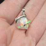 Aurora Opal Star Pendant - Sterling Silver - Lab-Grown Magic