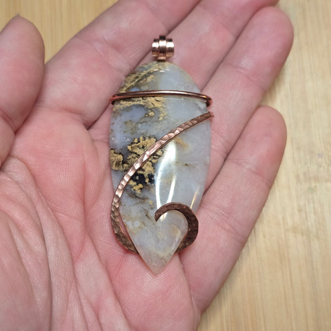 Oregon Sheep Creek Ranch Agate Stone Copper Pendant