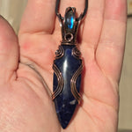 Blue Sodalite Labradorite Pendant – Copper Flow + Night Sky Flame
