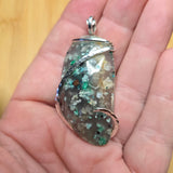 85ct Aquadite Gem Silica with Native Copper Pendant in Sterling Silver