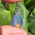 Double Sided Faceted Fiery Aurora Opal Pendant In Antiqued Sterling Silver - Rock Your World 