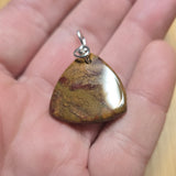 Double Sided Gold and Red Moss Agate Pendant in Sterling Silver
