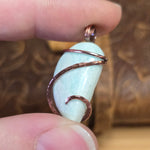 Light Blue Amazonite Pendant - Copper Wrapped Stone Jewelry