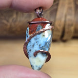 Fiery Common Opal Pendant Marcasite Inclusions - Copper Wrapped