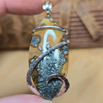 Marcasite in Carnelian Agate Pendant – Desert Ember in Sterling Silver