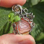 Swazi Rose Agate Pumpkin Pendant - Sterling Silver 14kt Gold Fill Czech Glass