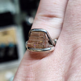 Rough Watermelon Tourmaline Crystal Ring in Sterling Silver Ring Sz 7
