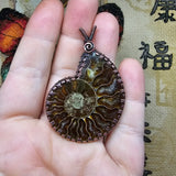 Large Fossil Ammonite Pendant in Copper
