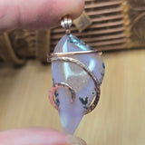 Purple Agate + Citrine Crystal Pendant – 14K Rose Gold Fill