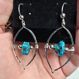 Kingman Turquoise Nugget Leaf Earrings in Sterling Silver
