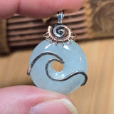 Aquamarine Donut Pendant Sterling Silver 14kt Rose Gold Filled Wave Wrap