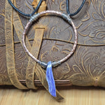 Charoite Pendant Hammered Copper Silver Fill - Adjustable Necklace