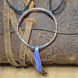 Charoite Pendant Hammered Copper Silver Fill - Adjustable Necklace
