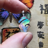 Faceted Rainbow Aurora Opal Pendant In Hammered Sterling Silver with 20 Inch Chain - Rock Your World 