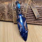 Blue Sodalite Labradorite Pendant – Copper Flow + Night Sky Flame
