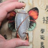 Agate Slice Pendant with Crystals – Copper Wrap