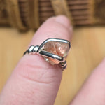 Raw Oregon Sunstone Ring with Schiller sz 6 - Sterling Silver