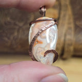 Crazy Lace Agate Pendant with Geode Window – Copper Setting
