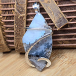 Dendritic Quartz & Common Opal Pendant – Winter Ridge in Sterling Silver