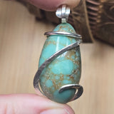 Vintage Turquoise Pendant – Sterling Spiral & Robin’s Egg Revival - Rock Your World 