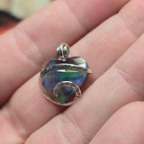 Aurora Opal Dark Heart Pendant Sterling Silver Pendant
