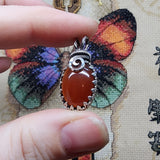 Bold Red Orange Carnelian Agate Pendant in Sterling Silver