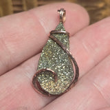 Chalcopyrite Druzy Pendant - Cold-Forged Hammered Copper