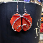 Bold Red Carnelian Agate Earrings in Hammered Sterling Silver