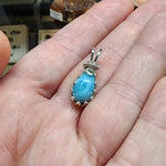 Dainty Ocean Blue Larimar Pendant Sterling Silver