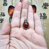 Bold Red Orange Carnelian Agate Pendant in Sterling Silver