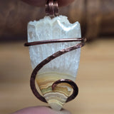 Crazy Lace Agate Pendant with Crystal Crown – Copper Setting