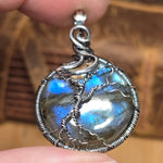 Labradorite Moon Spooky Tree of Life Pendant – Oxidized Sterling Silver