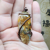 Beverly Marie Oregon Graveyard Point Plume Agate Pendant in Copper